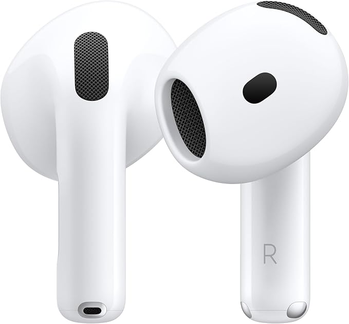 Apple AirPods 4 Kabellose Kopfhörer, Bluetooth Kopfhörer, Personalisiertes 3D Audio, Schutz vor Schweiß und Wasser, USB-C Ladecase, H2 Chip, bis zu 24 Std. Wiedergabe