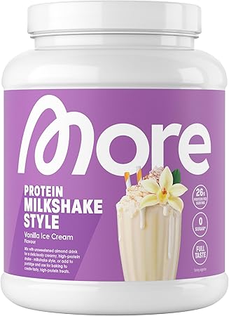MORE Protein, Vanille-Eiscreme, 600 g, Mix aus Whey Konzentrat und Casein ideal zum Muskelaufbau und -erhalt, mit Laktase - made in Germany