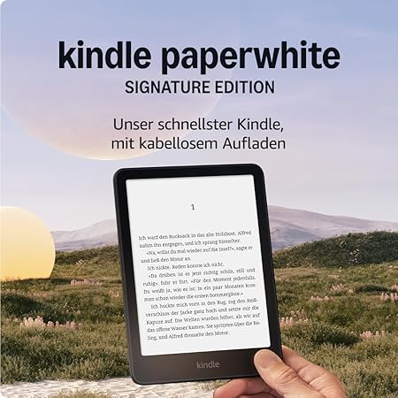 Amazon Kindle Paperwhite Signature Edition (neueste generation) – Unser schnellster Kindle, mit Frontlicht mit automatischer Anpassung und kabellosem Aufladen – 32 GB – schwarz metallic