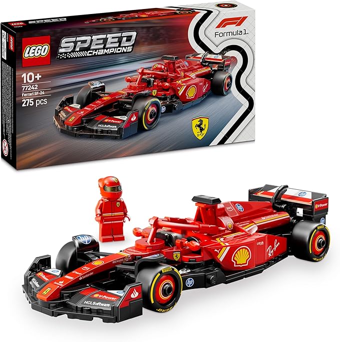 LEGO Speed Champions Ferrari SF-24 F1 Rennauto - Spielzeug mit Formel 1 Minifigur - Rennwagen Bauset - Geschenk zu Weihnachten für Kinder ab 10 Jahren oder Erwachsene