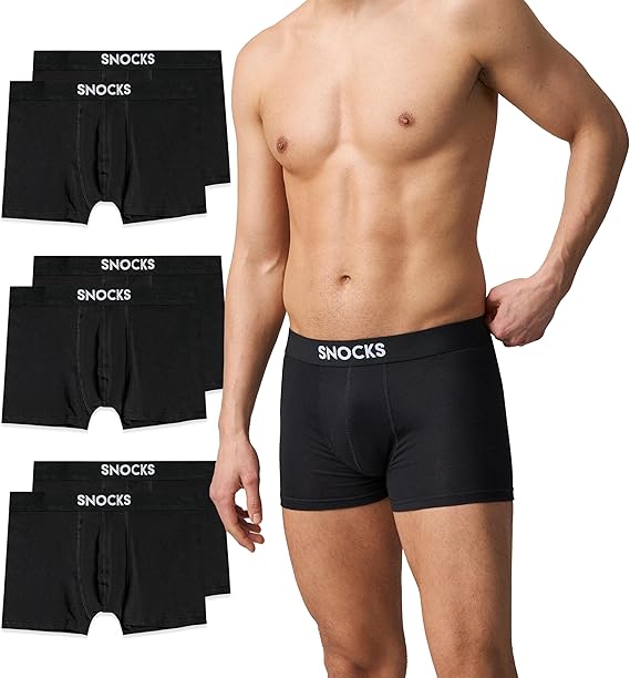 Snocks Boxershorts Herren Bio Baumwolle (6er Pack) Unterhosen Herren ohne einschneidenden Gummibund