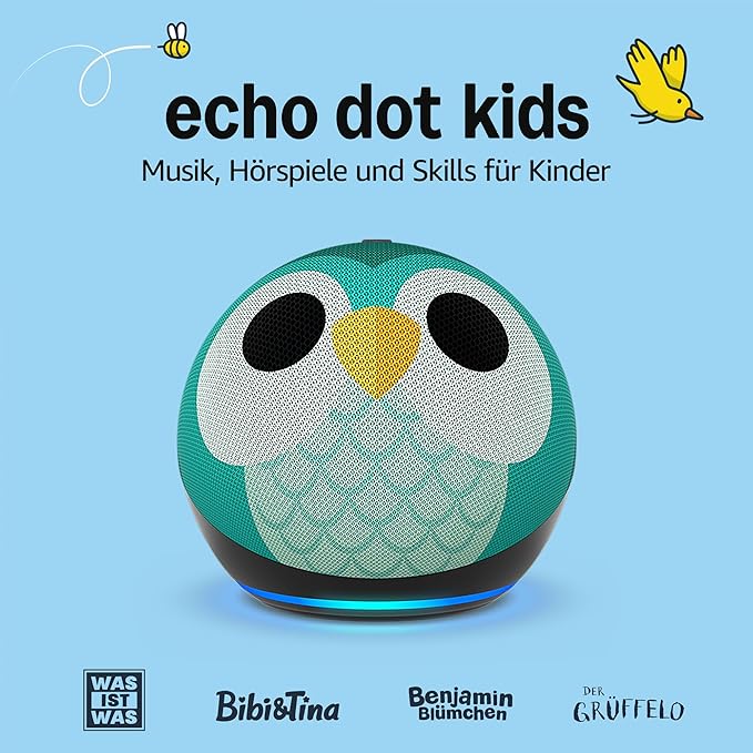 Echo Dot Kids (Neueste Generation) | Smarter WLAN- und Bluetooth-Lautsprecher mit Alexa | 1 Jahr Amazon Kids+ inklusive | Eulen-Design